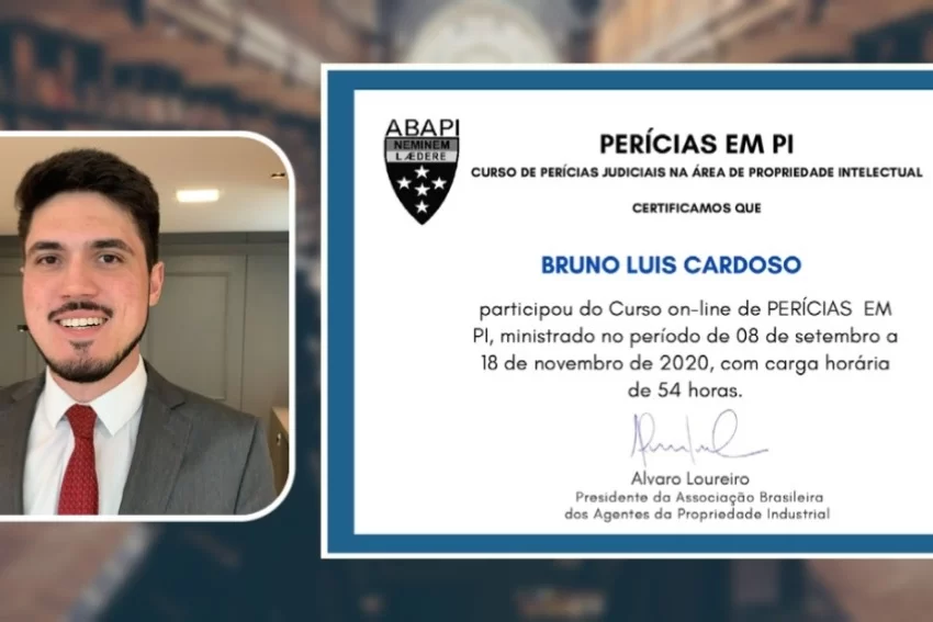 Bruno Cardoso Niehues conclui curso de Perícias Judiciais em Propriedade Intelectual