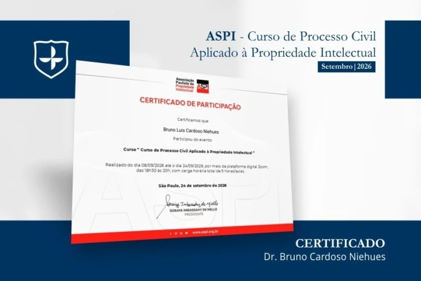 Dr. Bruno Cardoso Niehues participa de Curso de Processo Civil Aplicado à Propriedade Intelectual da ASPI
